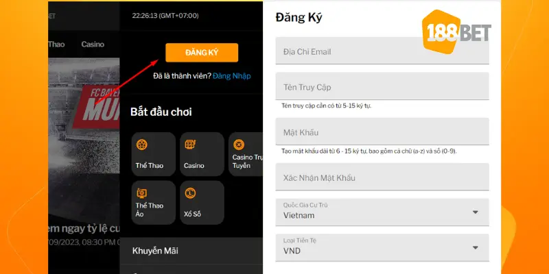 Chi tiết nội dung cần điền khi đăng ký 188Bet